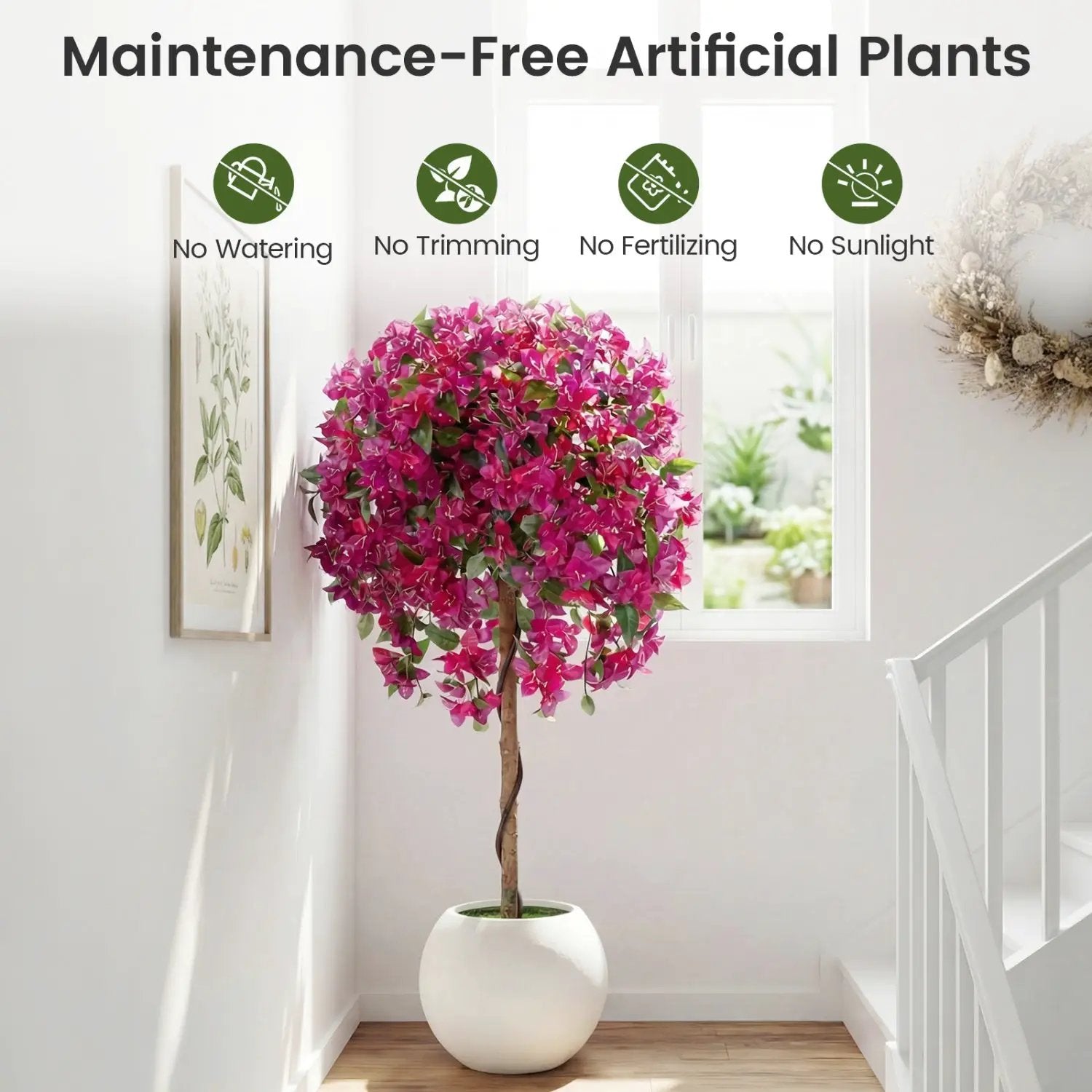 2 Pack Artificial Azalea Trees Faux Floral Plants with Vivid Blooming Flowers by DirectDeals