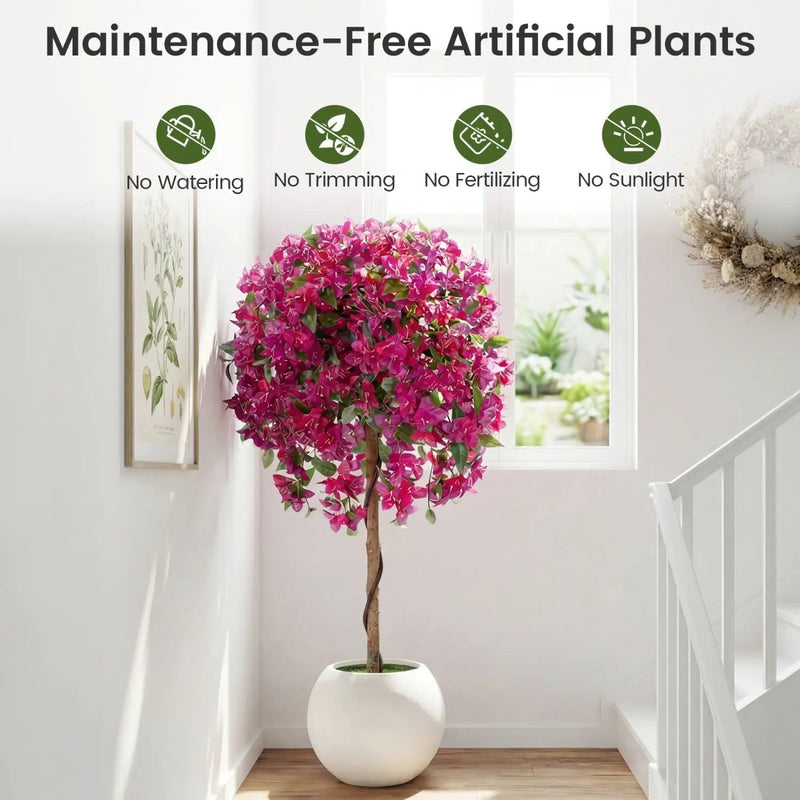 2 Pack Artificial Azalea Trees Faux Floral Plants with Vivid Blooming Flowers by DirectDeals