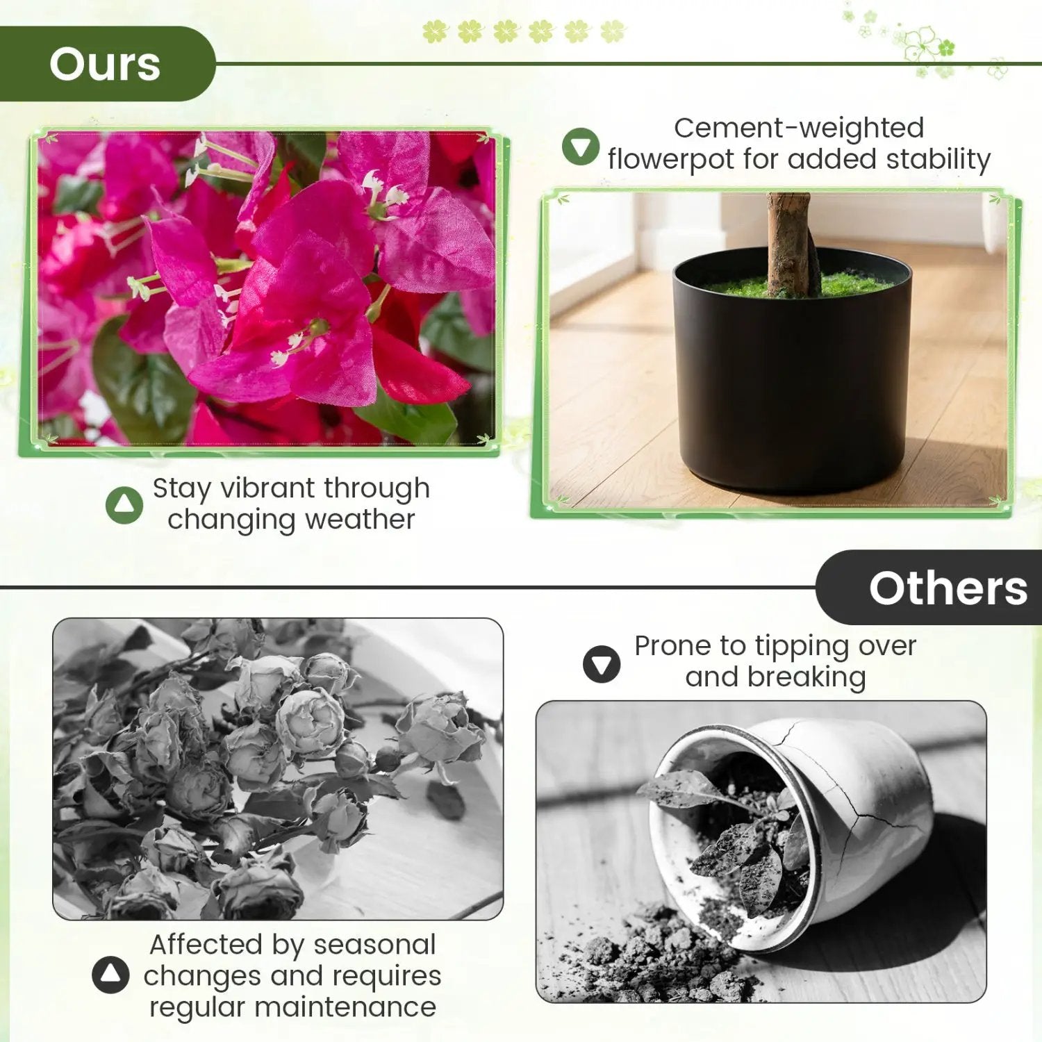 2 Pack Artificial Azalea Trees Faux Floral Plants with Vivid Blooming Flowers by DirectDeals