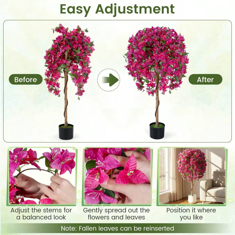 2 Pack Artificial Azalea Trees Faux Floral Plants with Vivid Blooming Flowers by DirectDeals