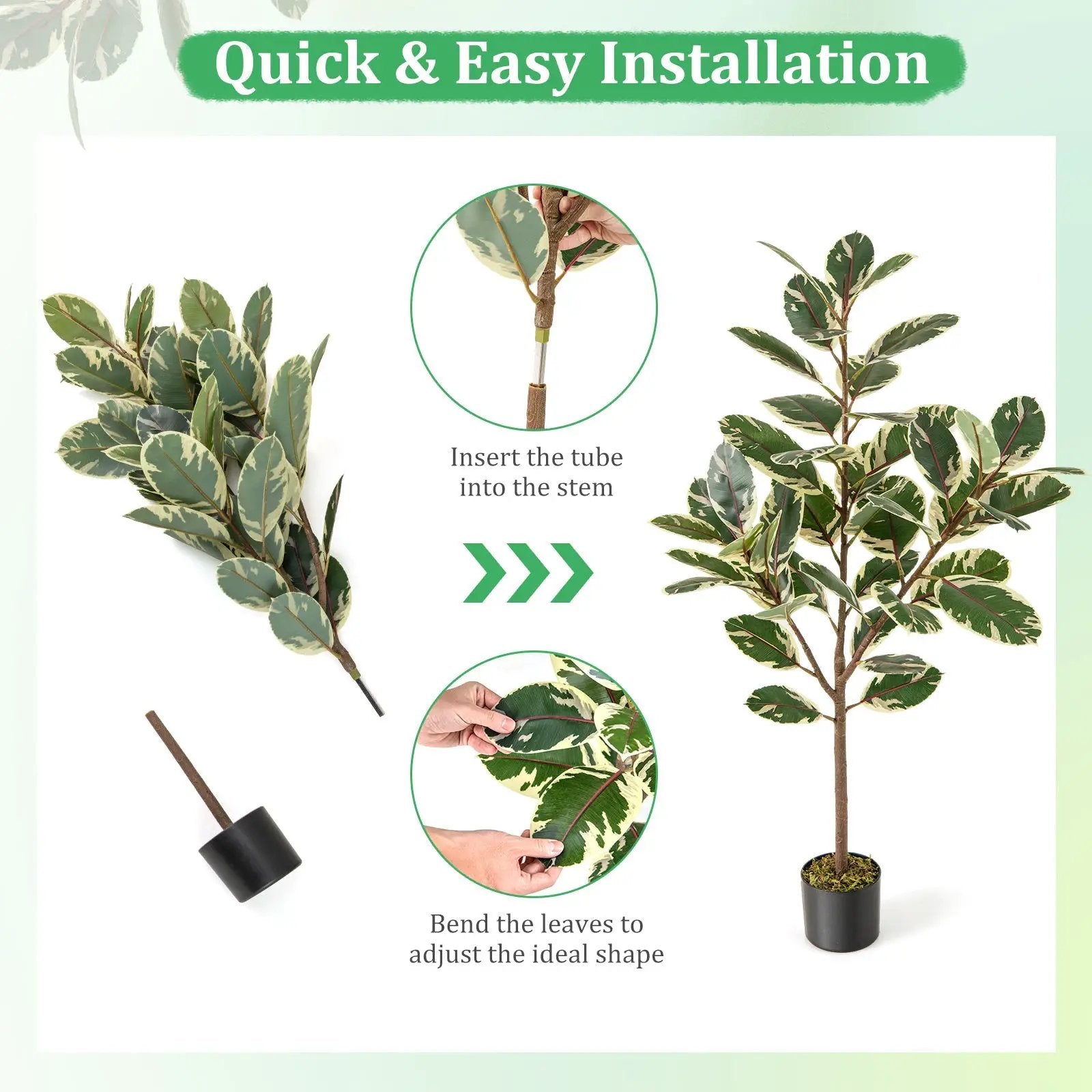 2 Pack 4.3 Feet Tall Artificial Bird of Paradise Plant Fake Banana Leaf-Green by DirectDeals