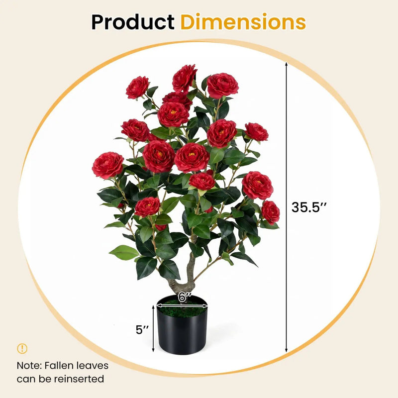 Artificial Camellia Tree in Cement Pot - 35.5" (2-Pack) by DirectDeals