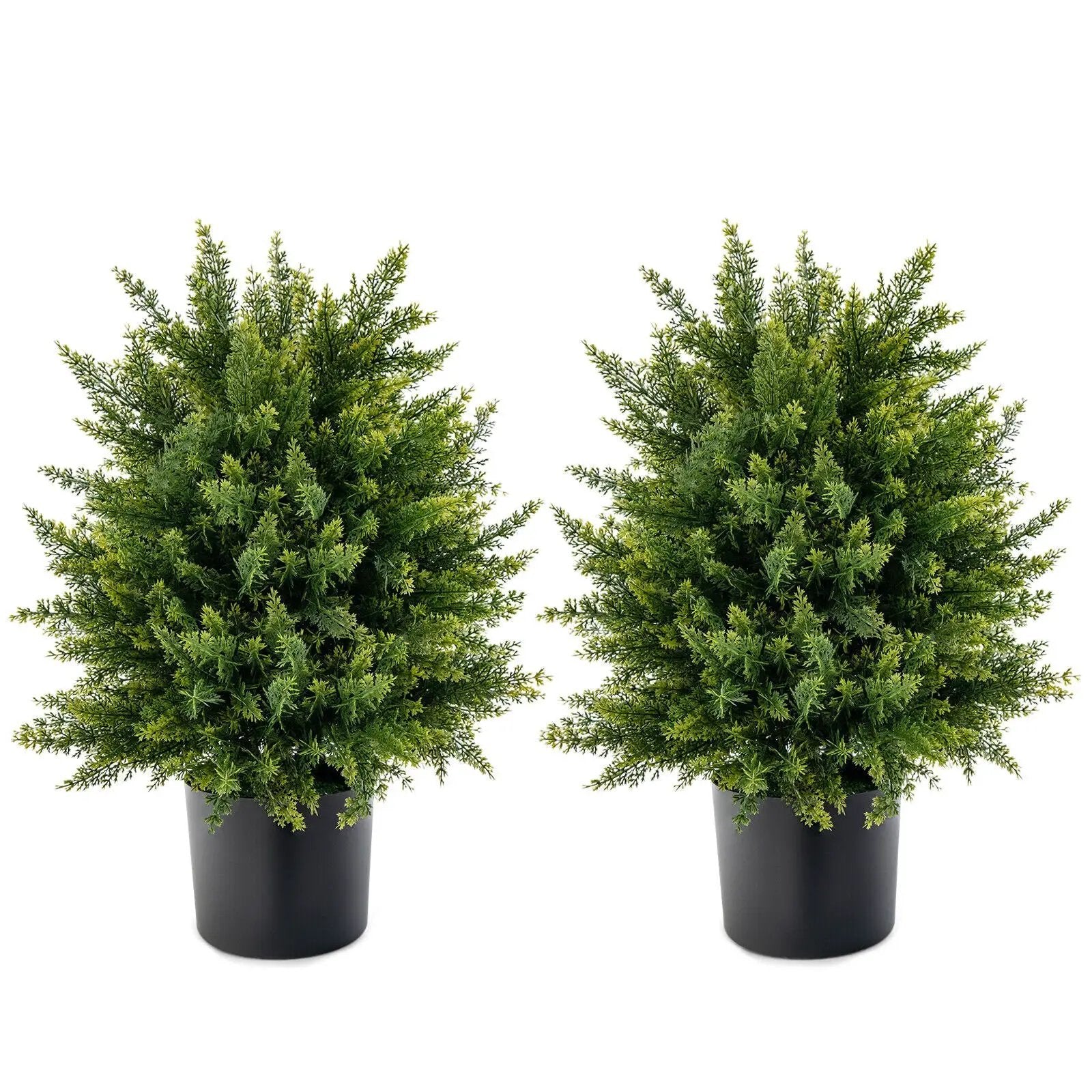 2-Pack Artificial Cedar Topiary Ball Tree with Cement Pot by DirectDeals