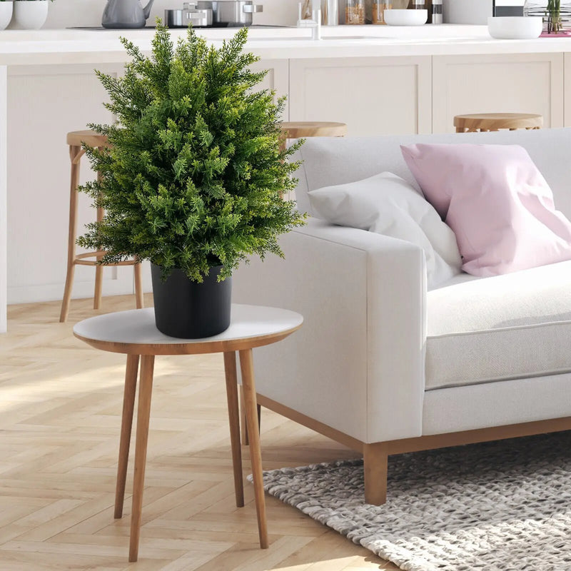 2-Pack Artificial Cedar Topiary Ball Tree with Cement Pot by DirectDeals