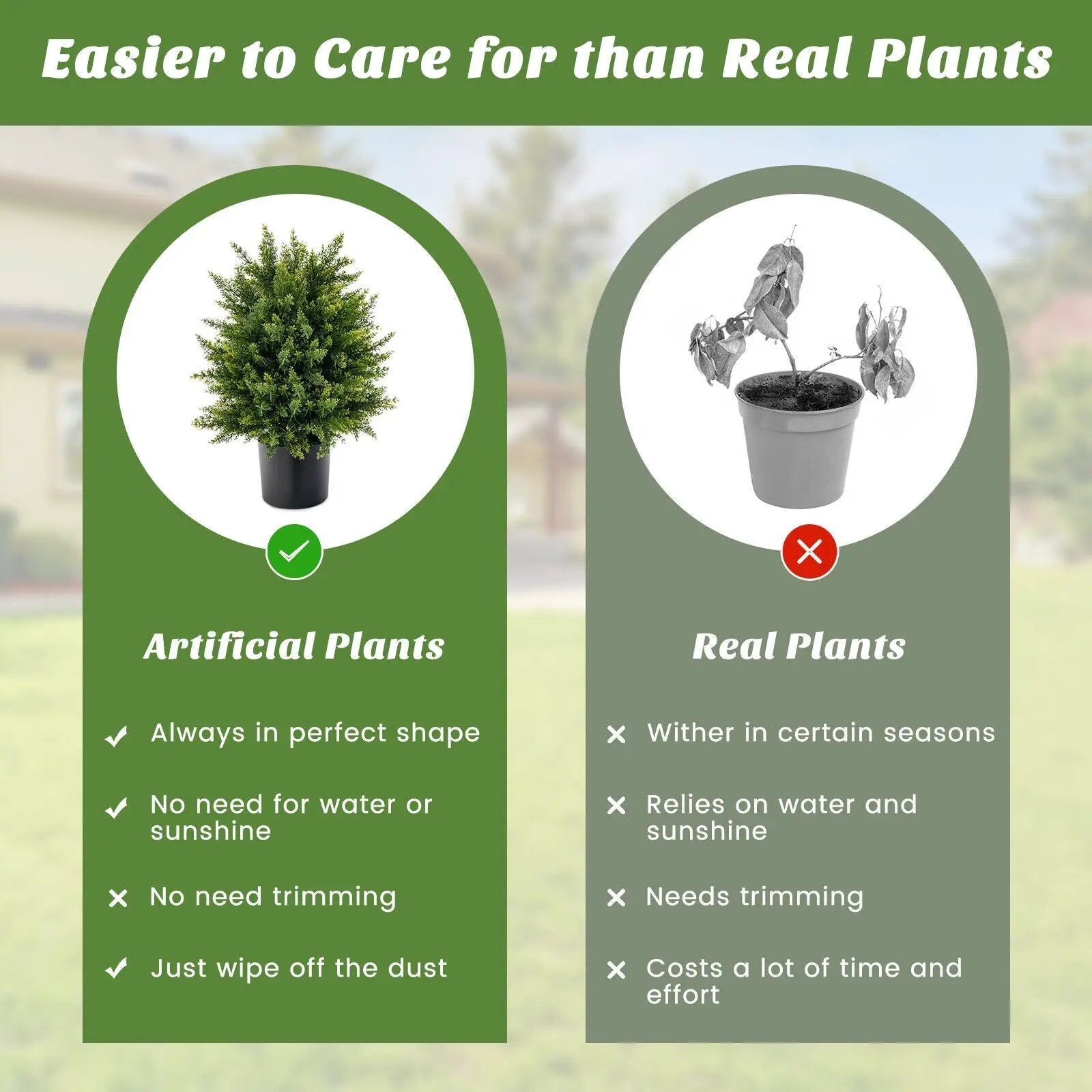 2-Pack Artificial Cedar Topiary Ball Tree with Cement Pot by DirectDeals