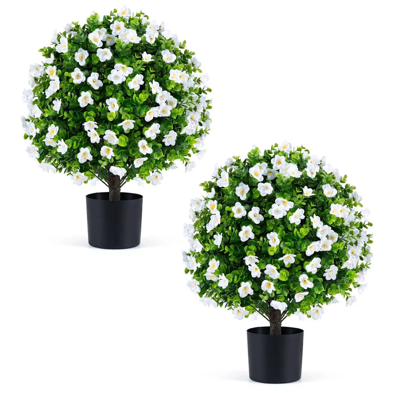 Artificial Eucalyptus Topiary Trees with Cement Planter (2-Pack) by DirectDeals