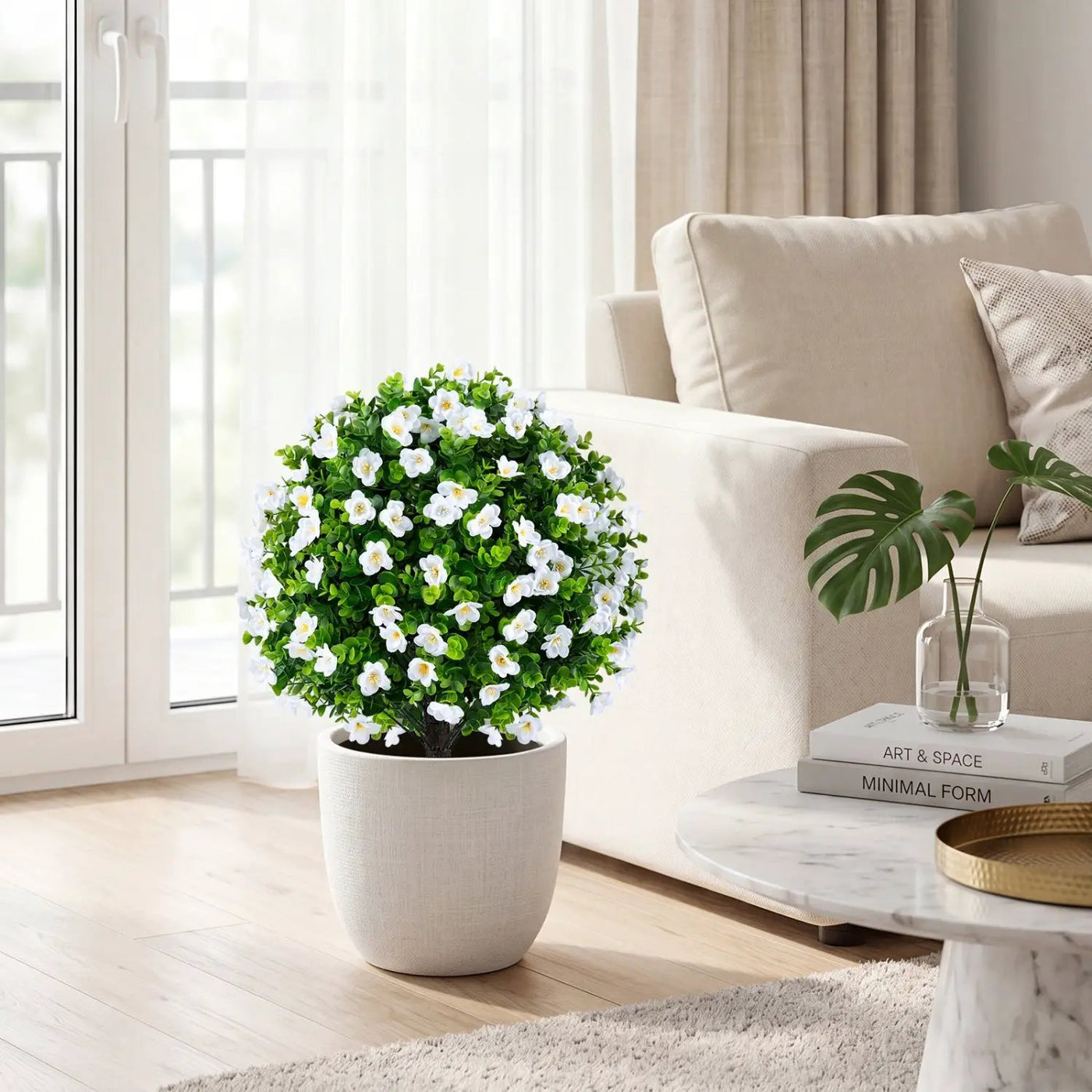 Artificial Eucalyptus Topiary Trees with Cement Planter (2-Pack) by DirectDeals