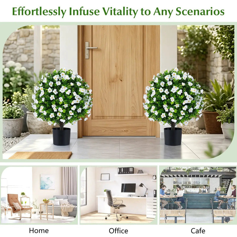 Artificial Eucalyptus Topiary Trees with Cement Planter (2-Pack) by DirectDeals