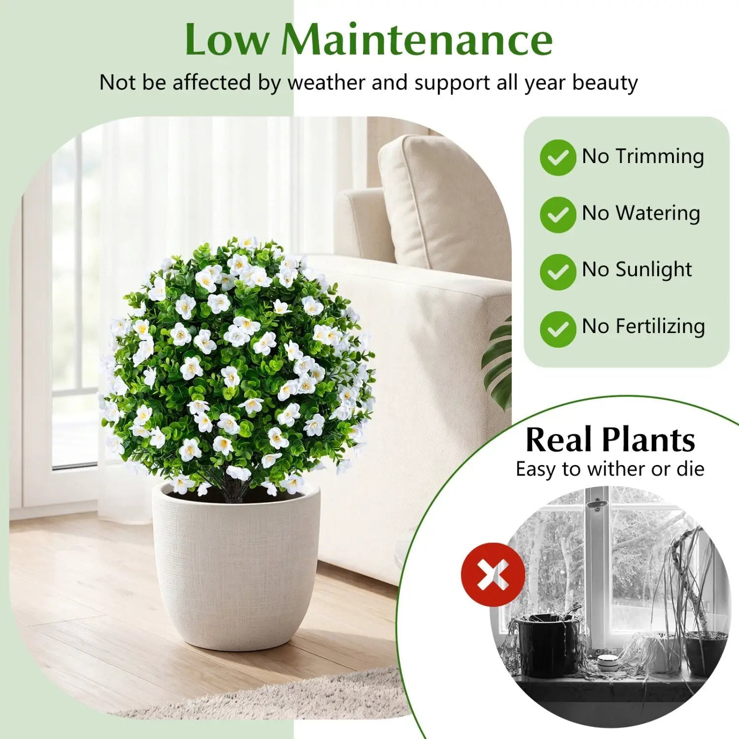 Artificial Eucalyptus Topiary Trees with Cement Planter (2-Pack) by DirectDeals