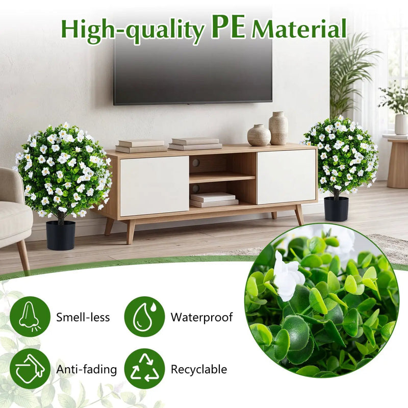 Artificial Eucalyptus Topiary Trees with Cement Planter (2-Pack) by DirectDeals
