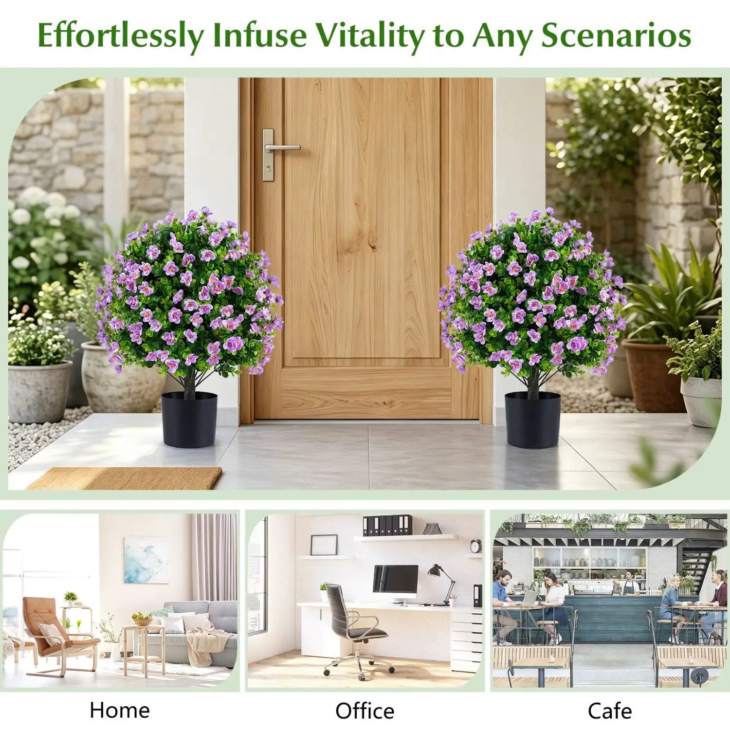 Artificial Eucalyptus Topiary Trees with Cement Planter (2-Pack) by DirectDeals