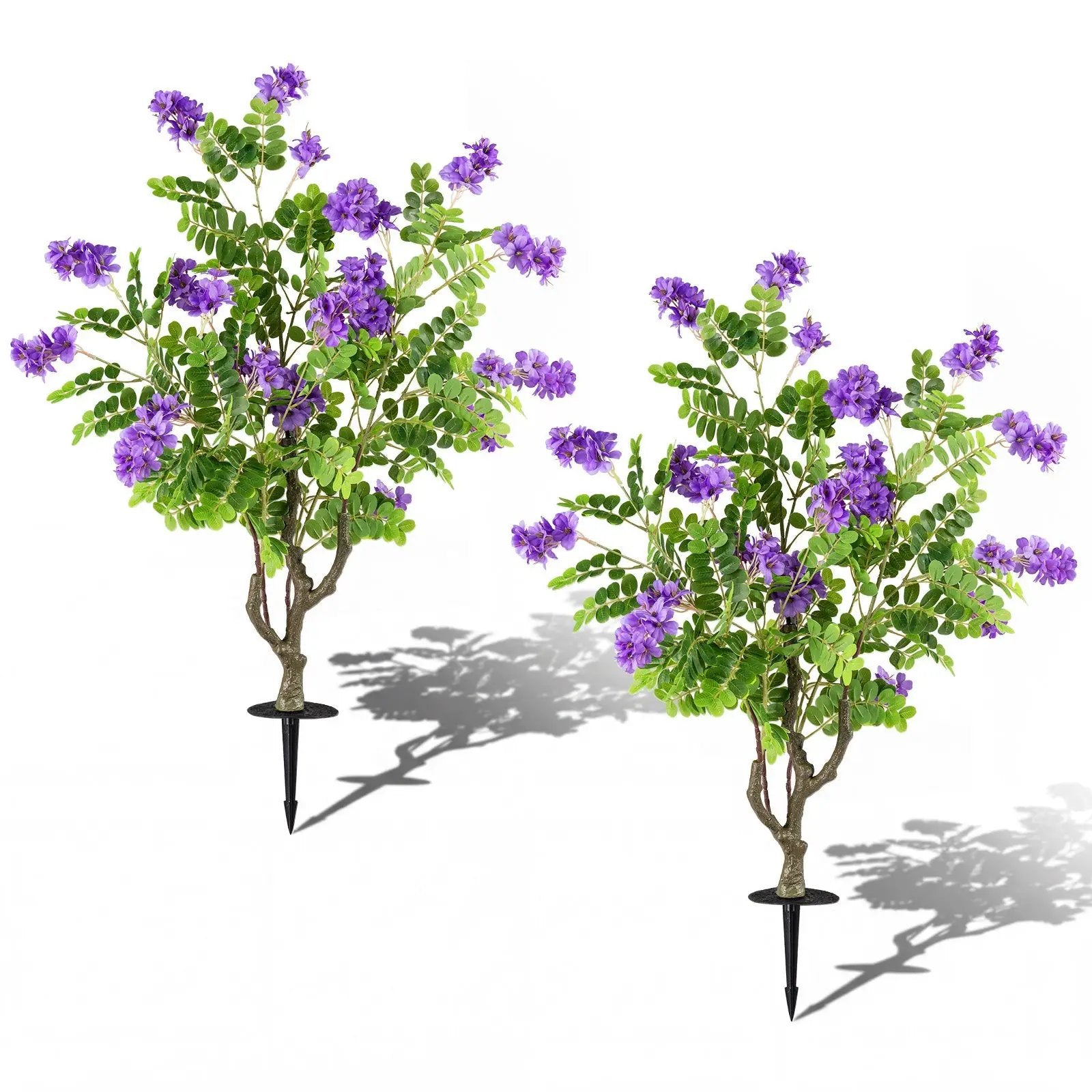 2 Pack Artificial Locust Flower Trees 39 Inch Fake Evergreen Shrubs with Ground Spikes by DirectDeals