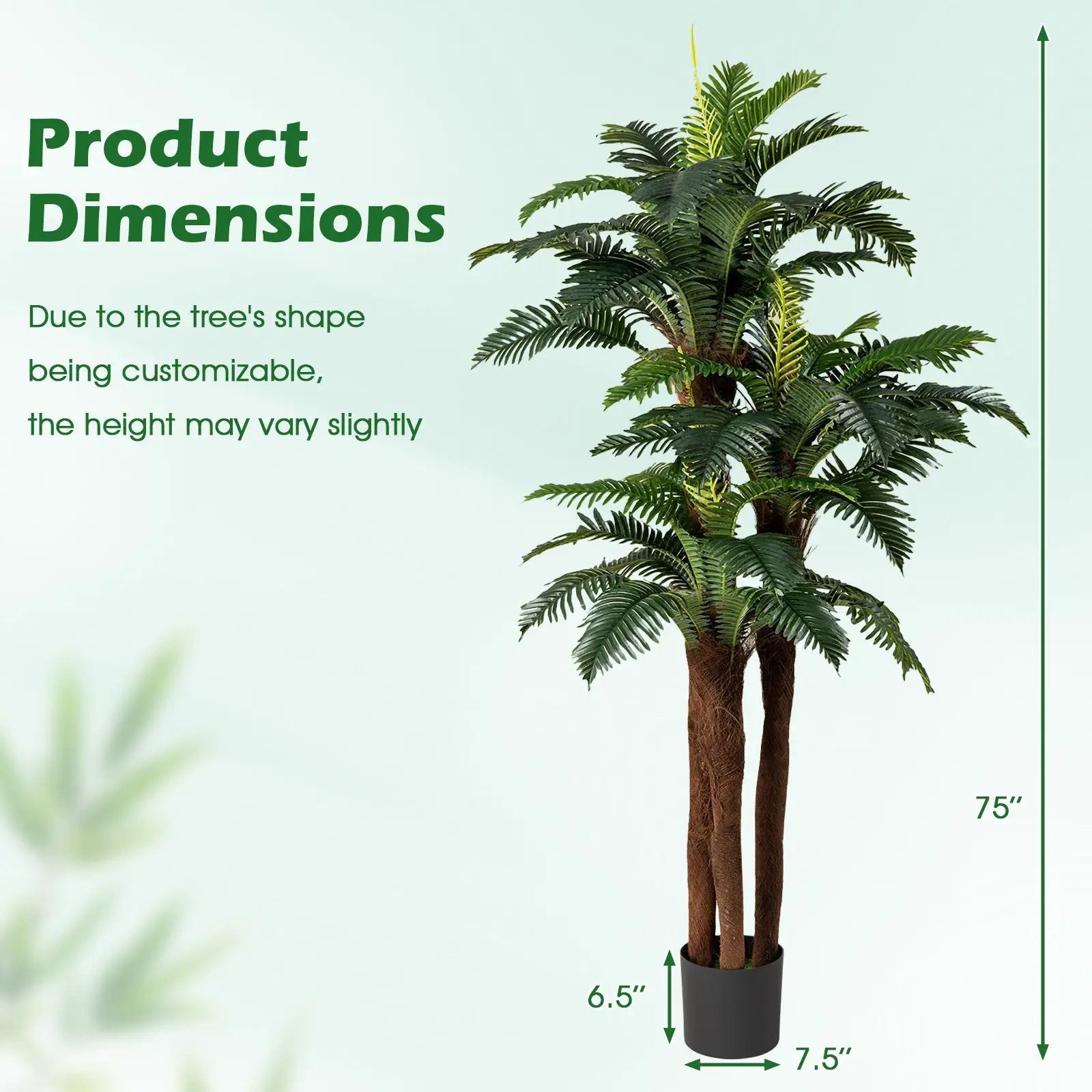 2 Pack Artificial Palm Tree 6.3 ft Tall with Adjustable Leaves by DirectDeals