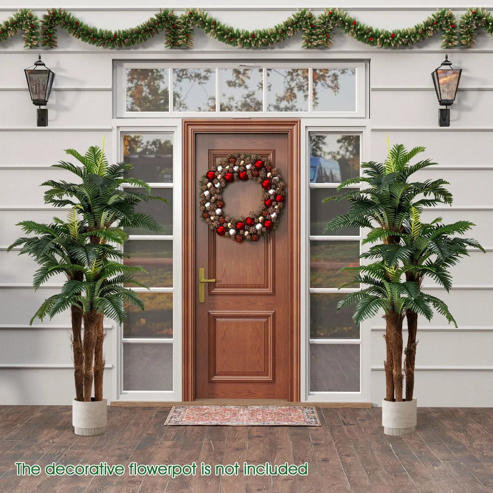 2 Pack Artificial Palm Tree 6.3 ft Tall with Adjustable Leaves by DirectDeals