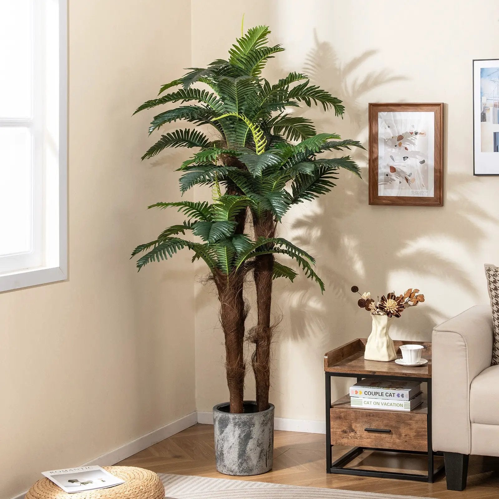 2 Pack Artificial Palm Tree 6.3 ft Tall with Adjustable Leaves by DirectDeals