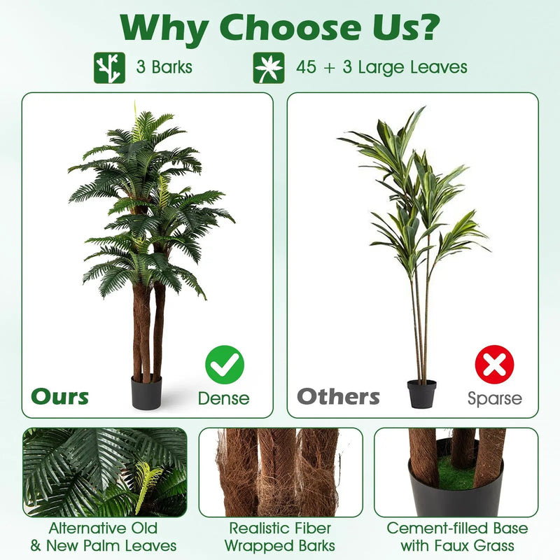 2 Pack Artificial Palm Tree 6.3 ft Tall with Adjustable Leaves by DirectDeals