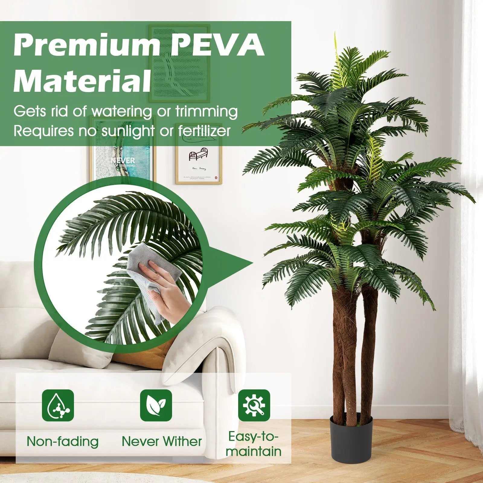 2 Pack Artificial Palm Tree 6.3 ft Tall with Adjustable Leaves by DirectDeals