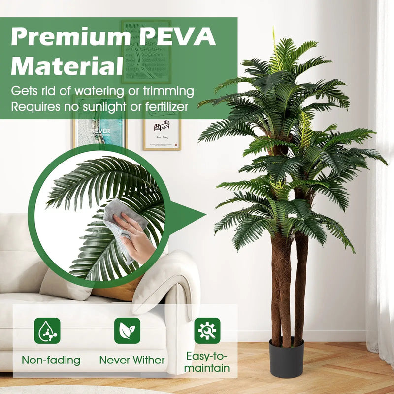 2 Pack Artificial Palm Tree 6.3 ft Tall with Adjustable Leaves by DirectDeals