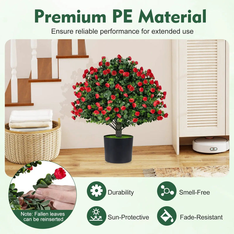 2 Pack Artificial Rose Topiary Ball Trees with PP Cement by DirectDeals