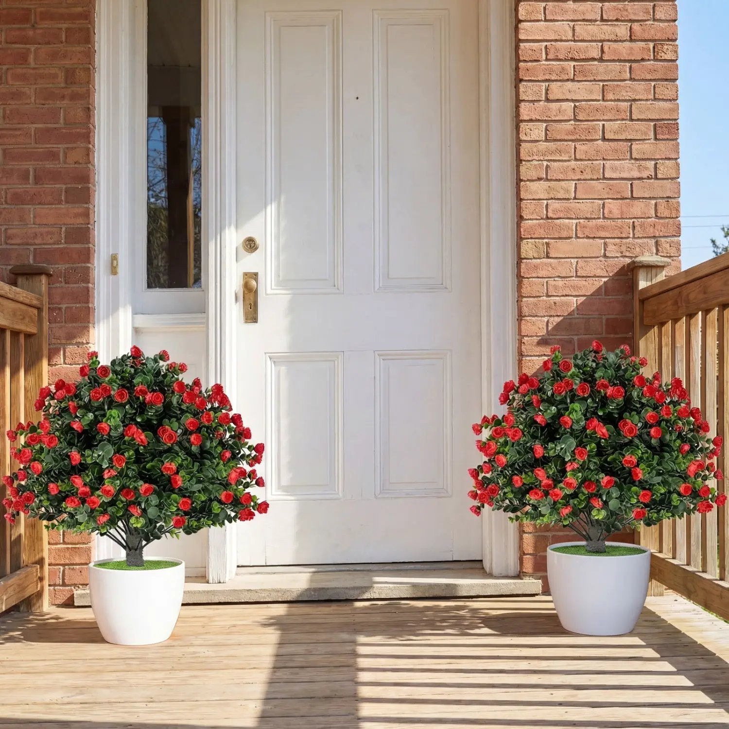 2 Pack Artificial Rose Topiary Ball Trees with PP Cement by DirectDeals