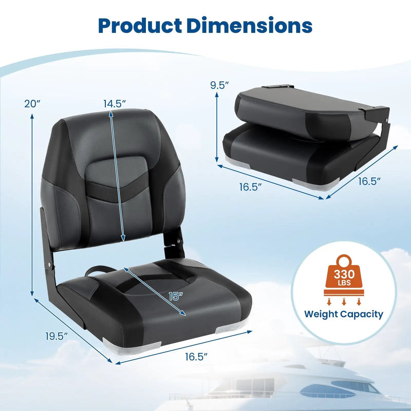 2-Pack Boat Seats with Fixing Bolts and Hinges by DirectDeals