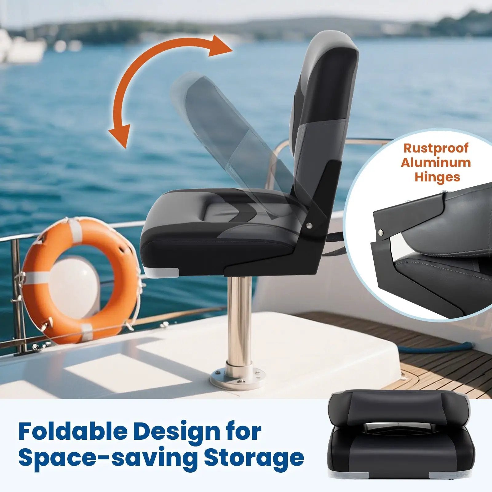 2-Pack Boat Seats with Fixing Bolts and Hinges by DirectDeals