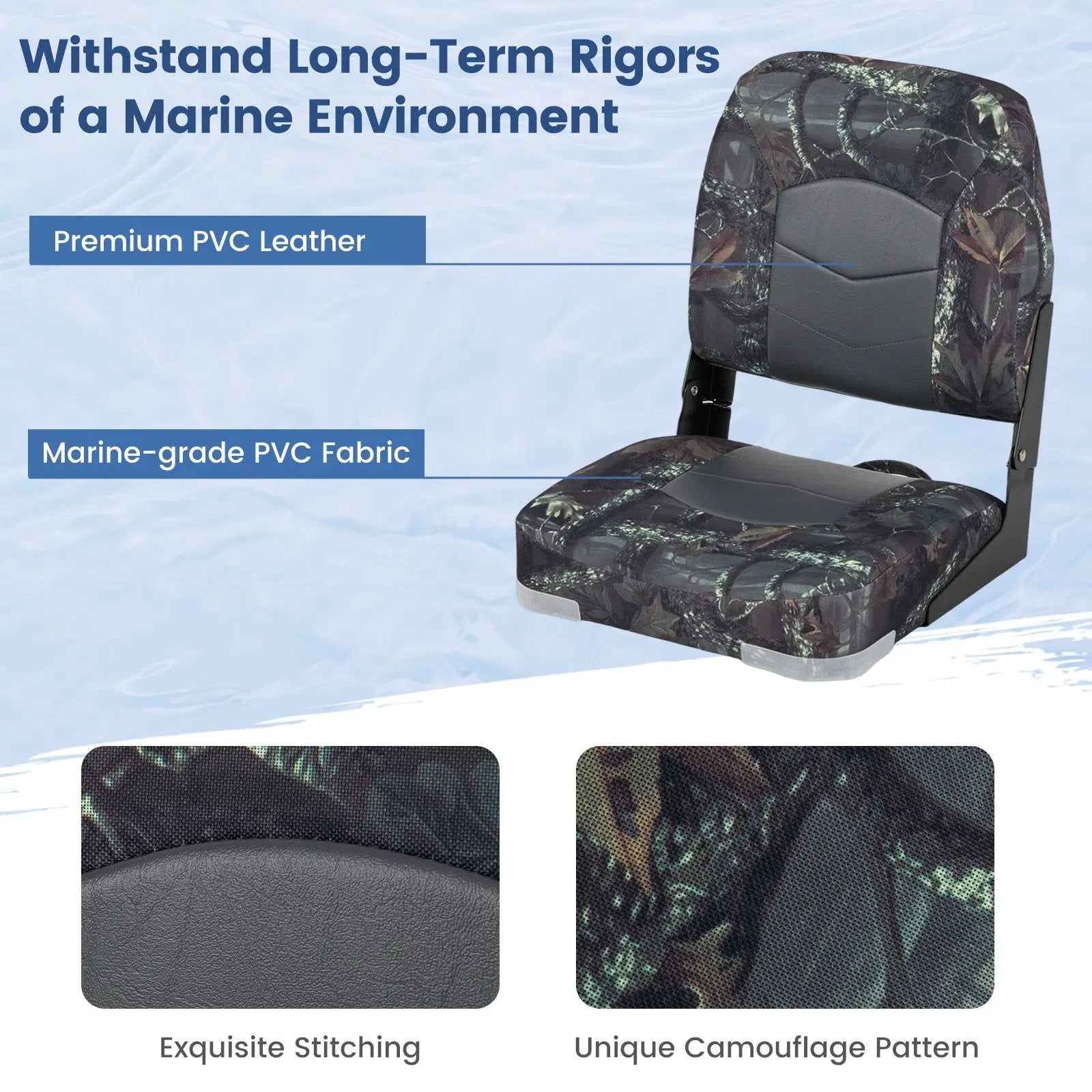 2-Pack Boat Seats with Thick Sponge Padding by DirectDeals