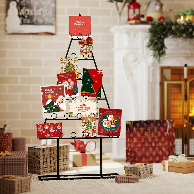 2 Pack Christmas Tree Photo Holder with 36 Round Clips and Metal Hanging Rack-Black by DirectDeals