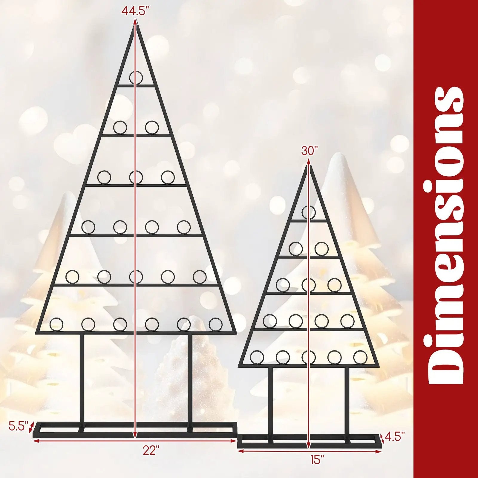 2 Pack Christmas Tree Photo Holder with 36 Round Clips and Metal Hanging Rack-Black by DirectDeals