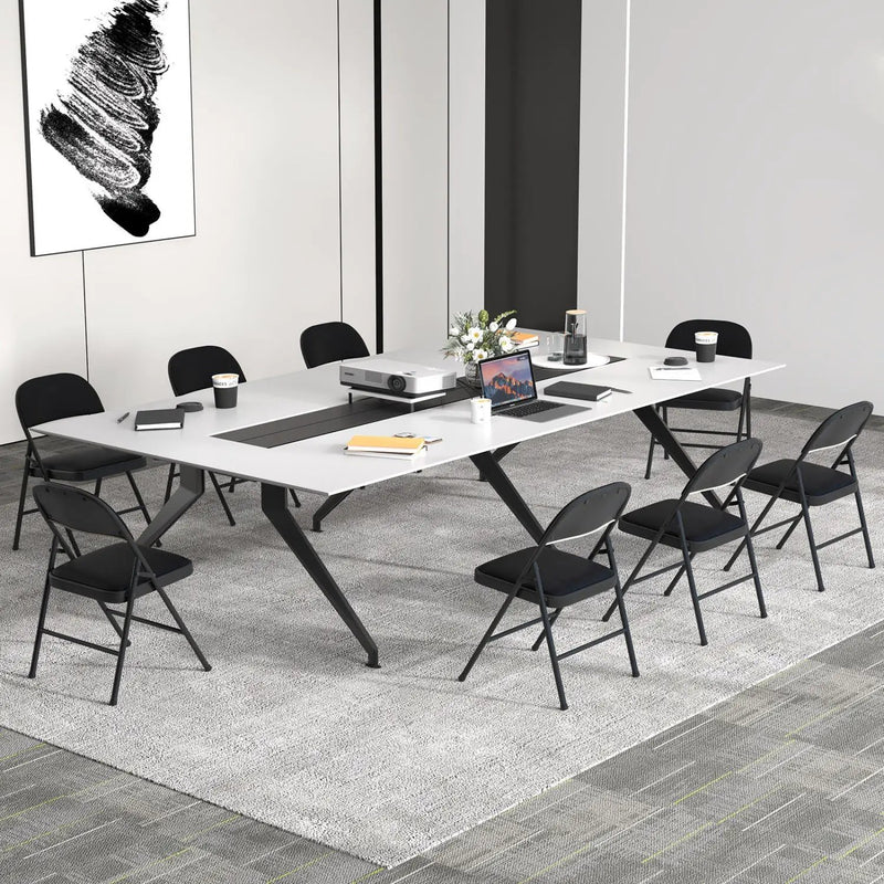Folding Conference Chairs 4-Pack with Padded Seats - Black by DirectDeals