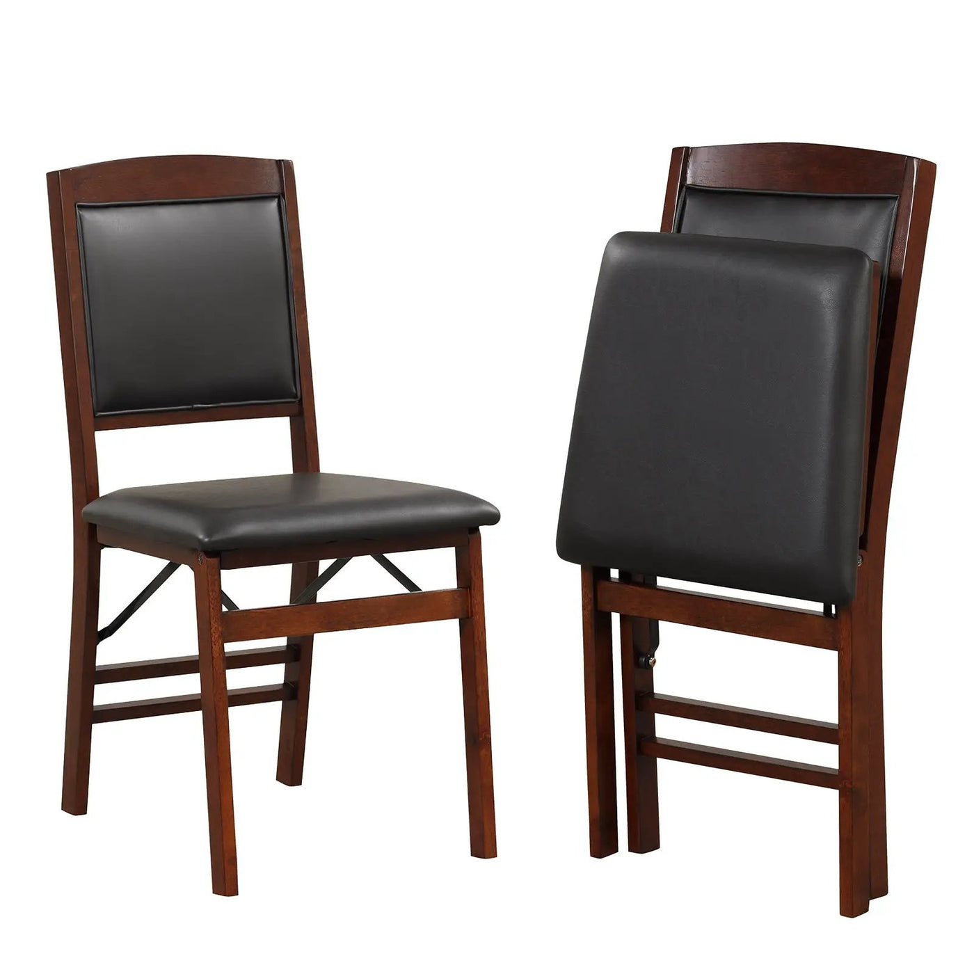 Set of 2 Folding Dining Chairs with Padded Seat and High Backrest-Brown by DirectDeals