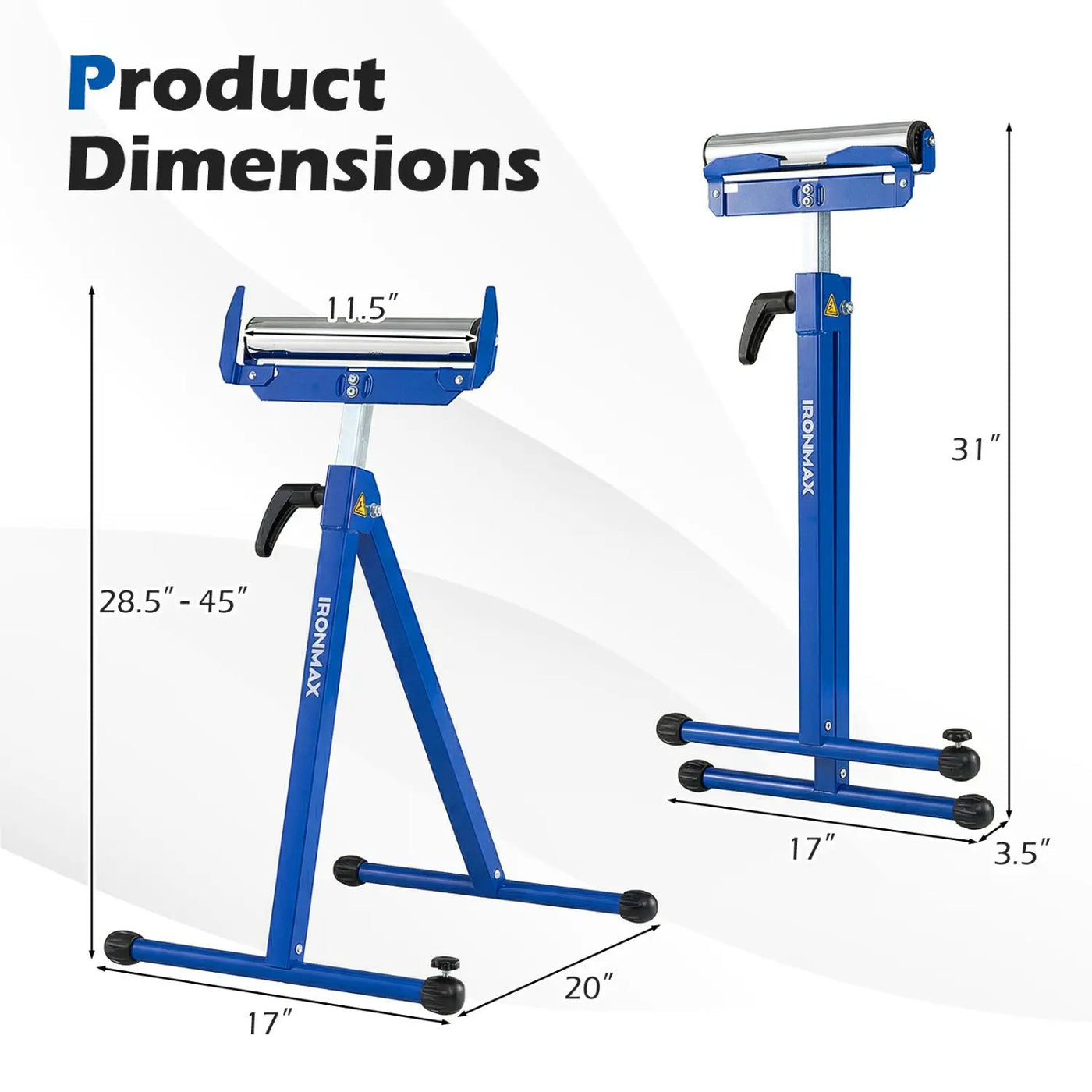 2-Pack Folding Roller Stands Portable Outfeed Supports with Adjustable Height by DirectDeals