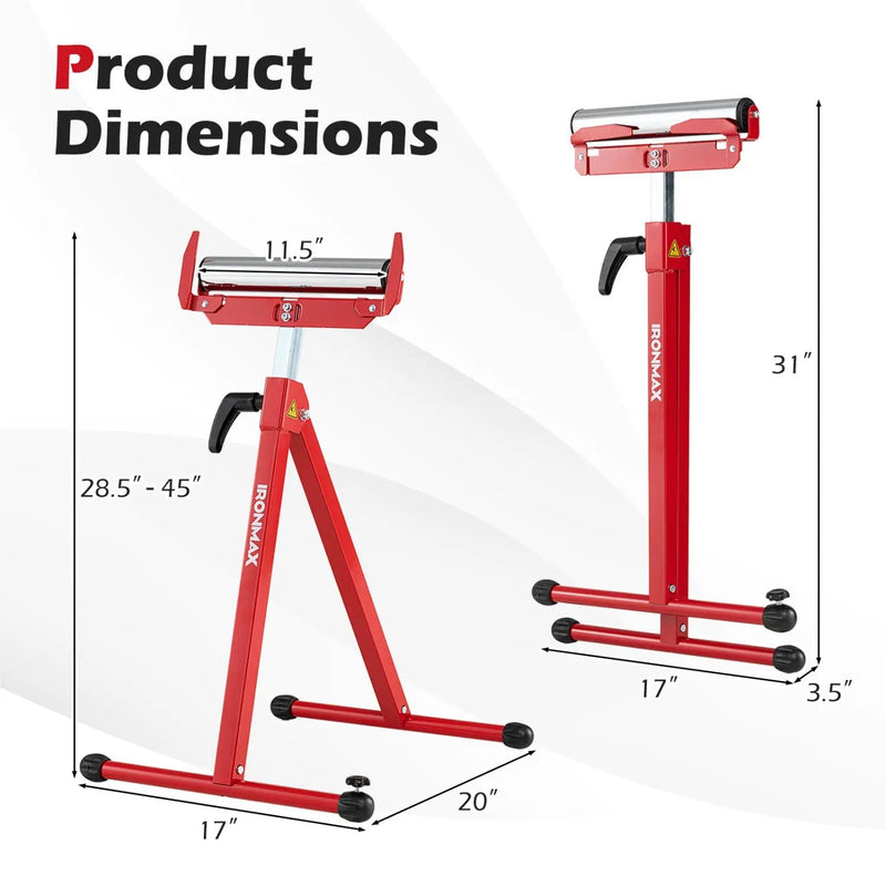 2-Pack Folding Roller Stands Portable Outfeed Supports with Adjustable Height by DirectDeals