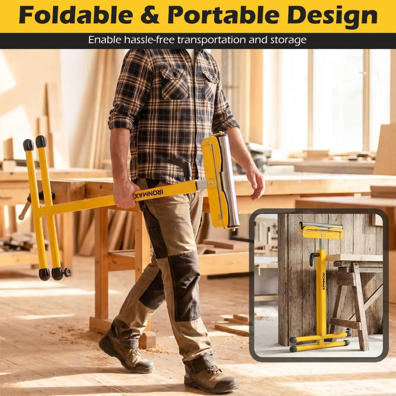 2-Pack Folding Roller Stands Portable Outfeed Supports with Adjustable Height by DirectDeals
