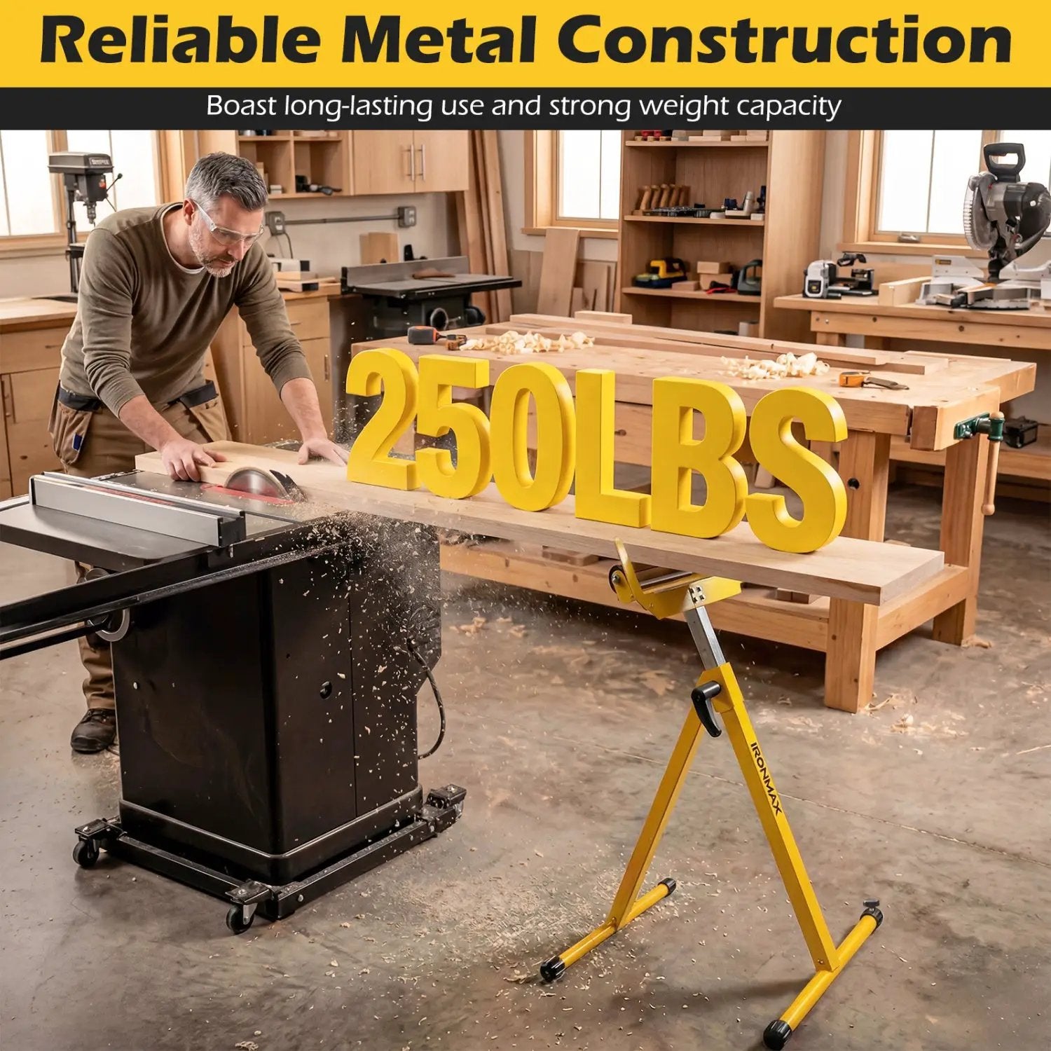 2-Pack Folding Roller Stands Portable Outfeed Supports with Adjustable Height by DirectDeals