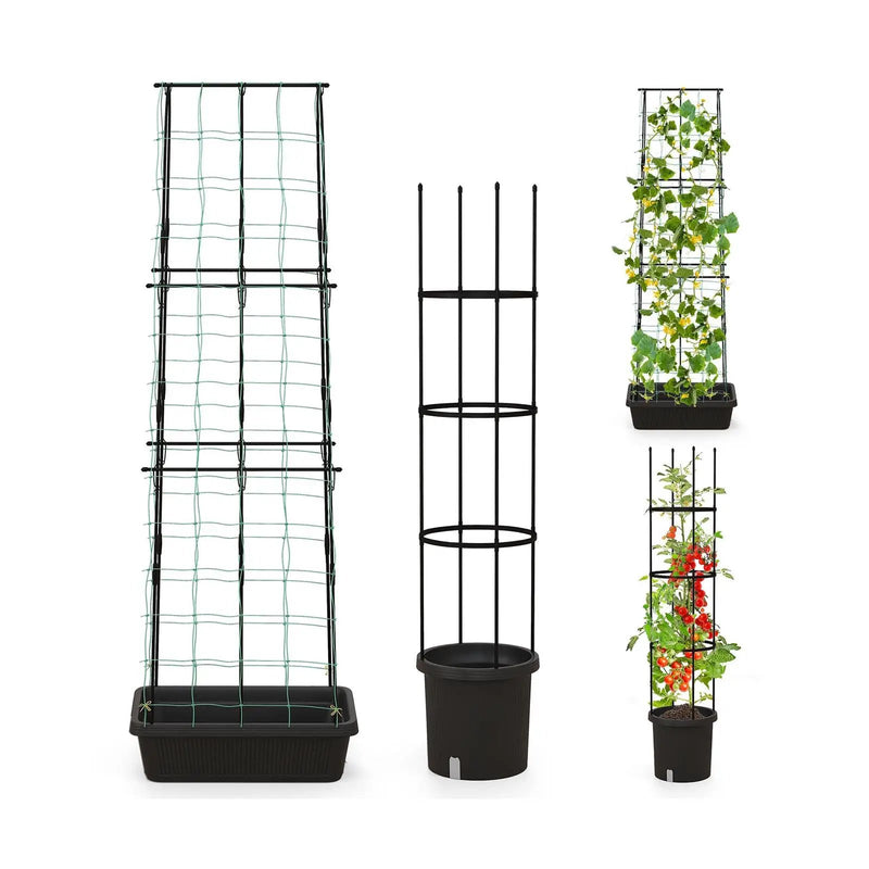 2 Pack Garden Planters with Trellis Cucumber Trellis Tomato Cage-Black by DirectDeals
