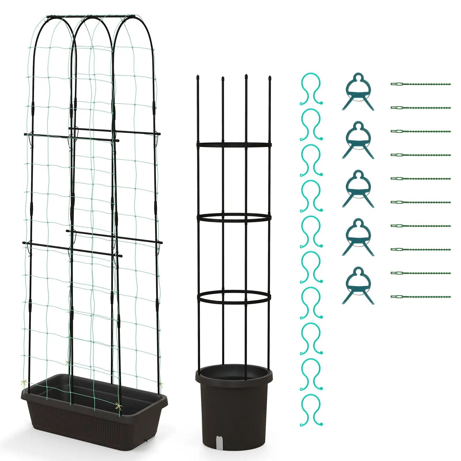 2 Pack Garden Planters with Trellis Cucumber Trellis Tomato Cage-Black by DirectDeals