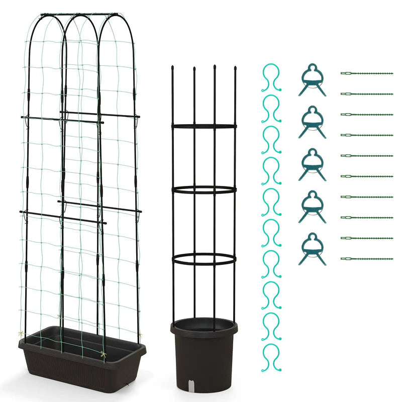2 Pack Garden Planters with Trellis Cucumber Trellis Tomato Cage-Black by DirectDeals