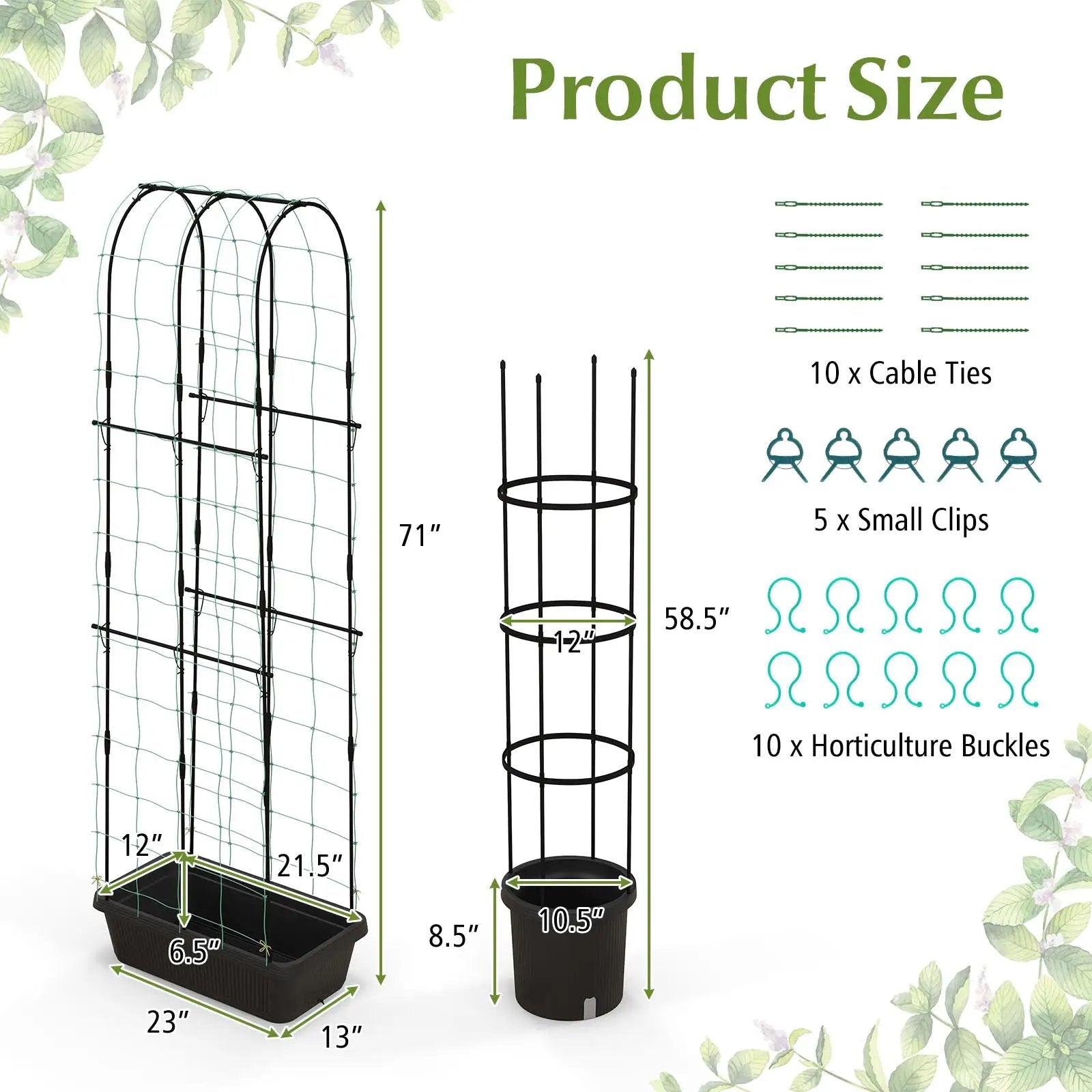 2 Pack Garden Planters with Trellis Cucumber Trellis Tomato Cage-Black by DirectDeals