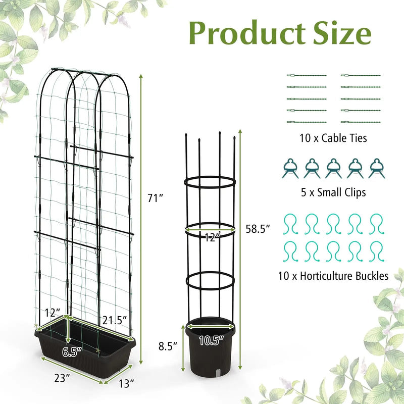 2 Pack Garden Planters with Trellis Cucumber Trellis Tomato Cage-Black by DirectDeals