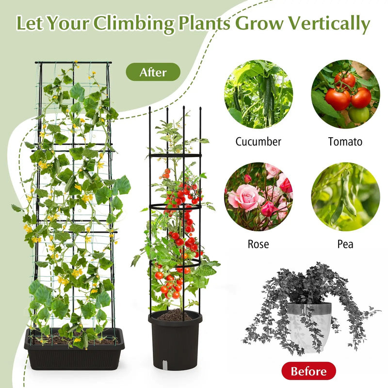 2 Pack Garden Planters with Trellis Cucumber Trellis Tomato Cage-Black by DirectDeals