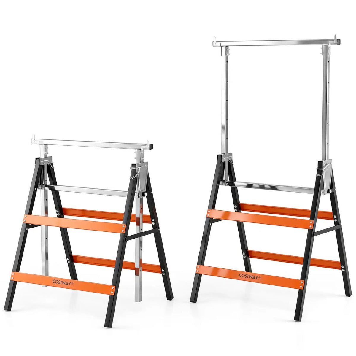 Heavy Duty Metal Folding Saw Horses with Adjustable Height by DirectDeals