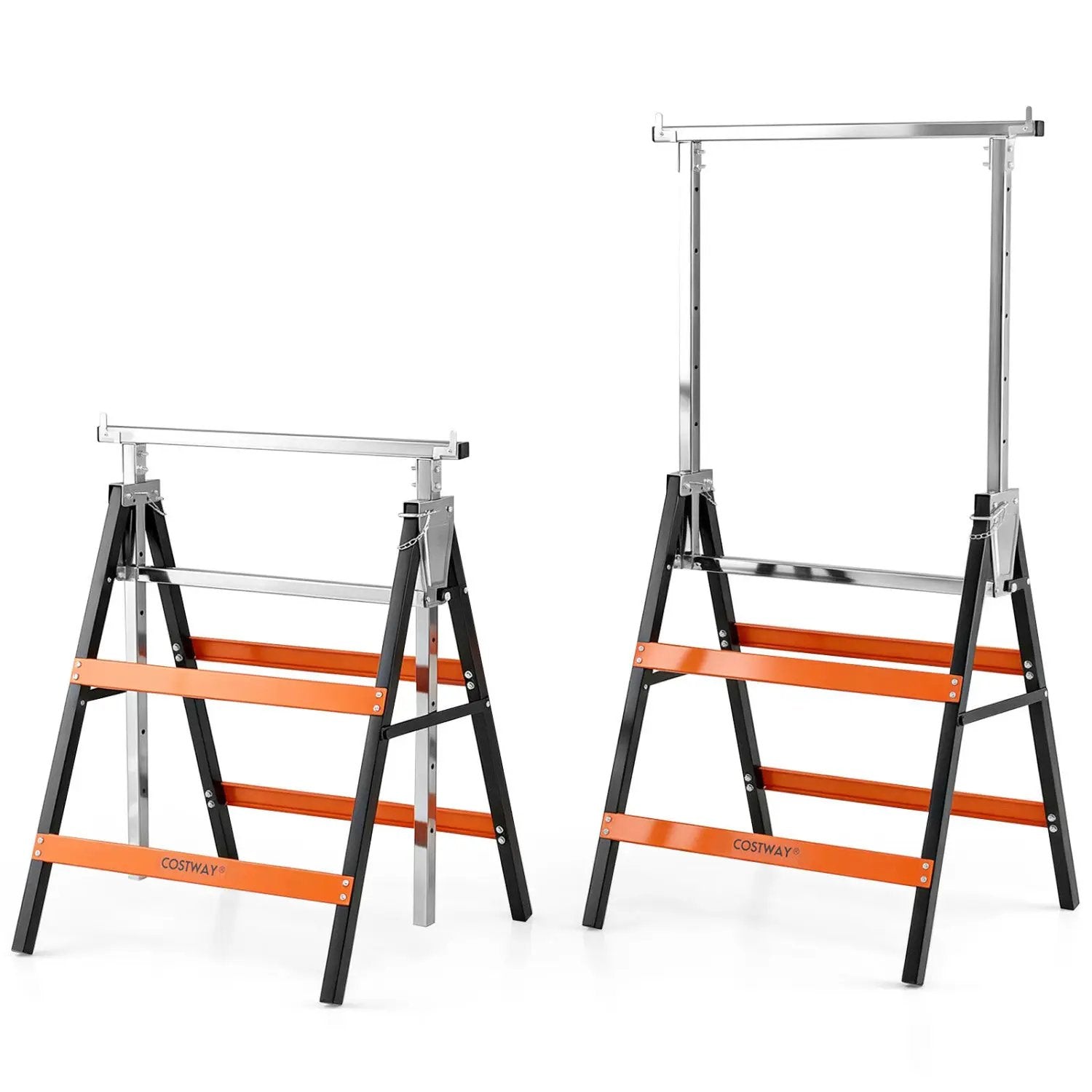 Heavy Duty Metal Folding Saw Horses with Adjustable Height by DirectDeals