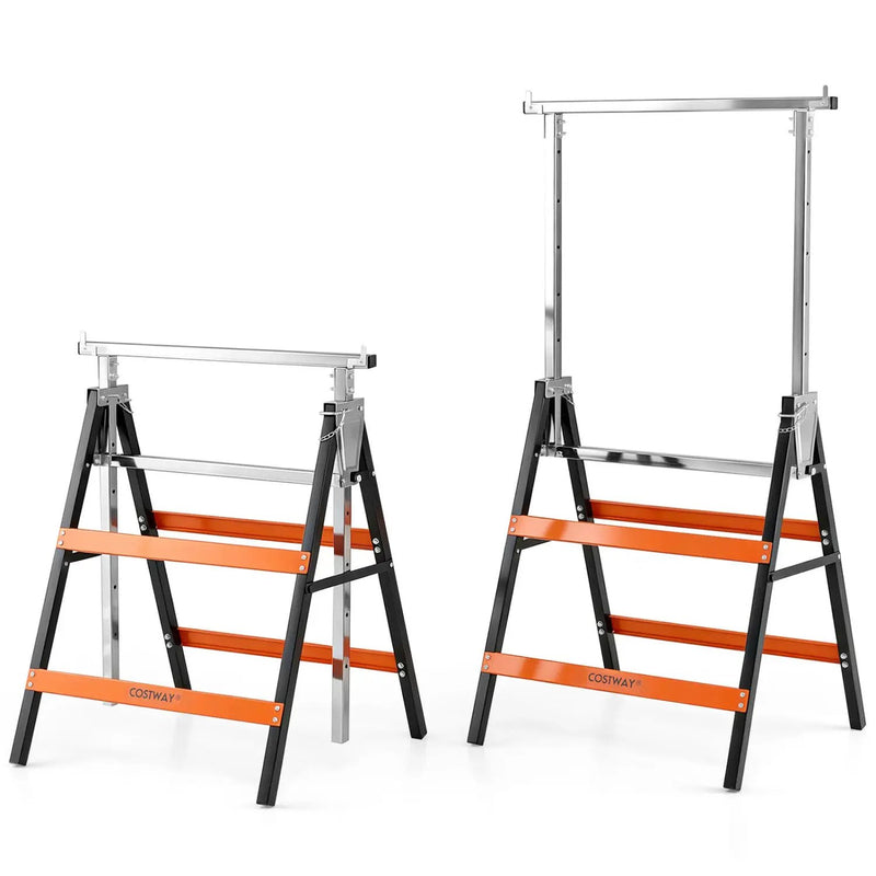 Heavy Duty Metal Folding Saw Horses with Adjustable Height by DirectDeals