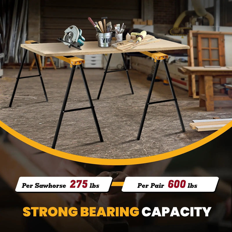 2 Pack Heavy Duty Sawhorse with Steel Folding Legs by DirectDeals