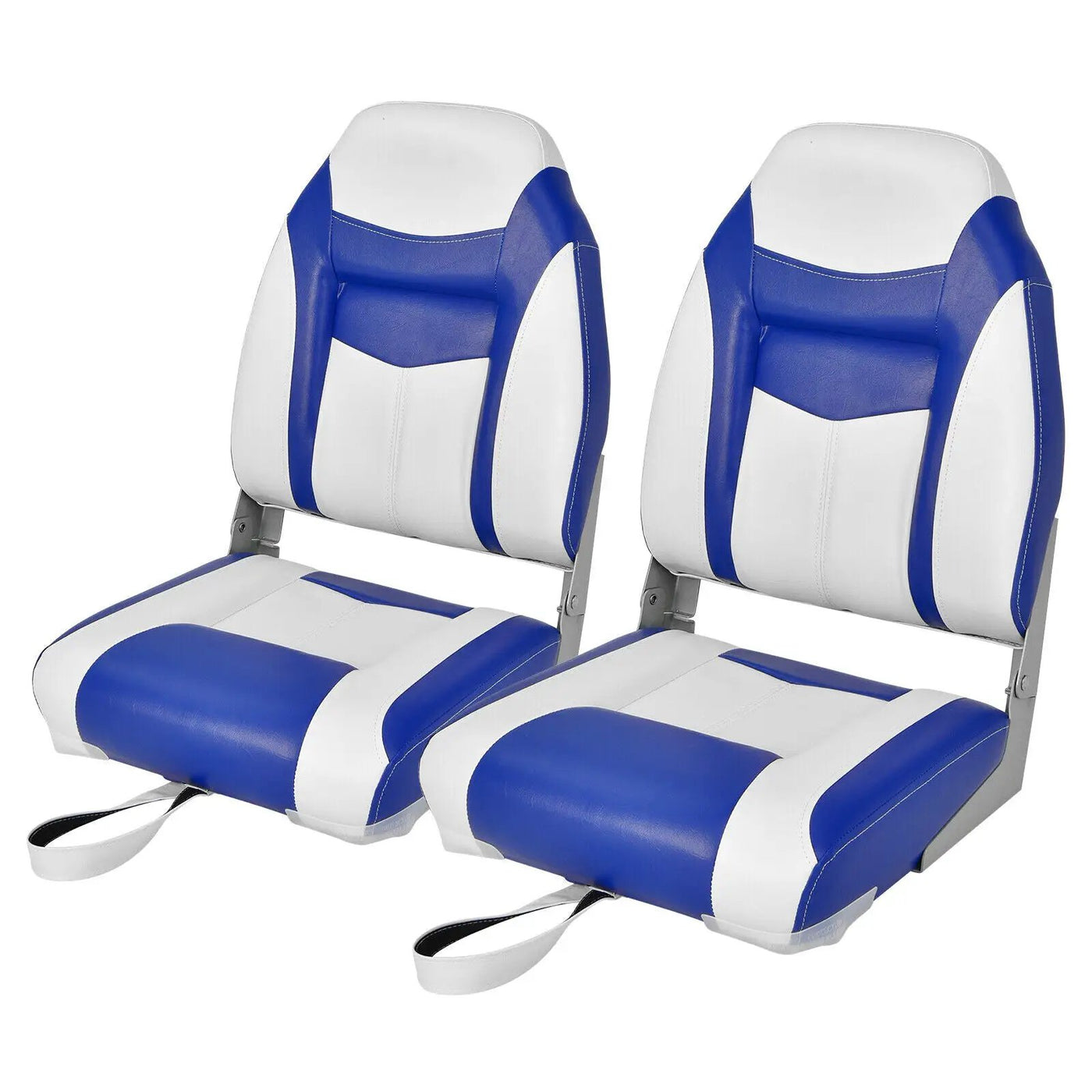 2 Pieces High Back Folding Boat Seat Set with Sponge Cushion by DirectDeals