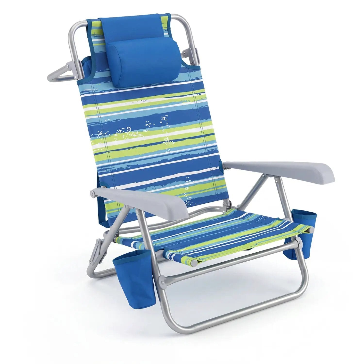 Folding Beach Chair with 7-Position Backrest & Cooler Bag by DirectDeals