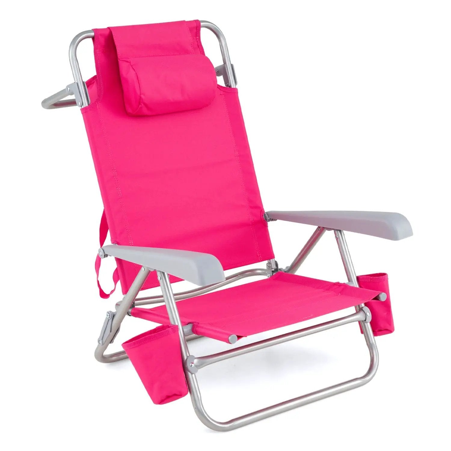 Folding Beach Chair with 7-Position Backrest & Cooler Bag by DirectDeals
