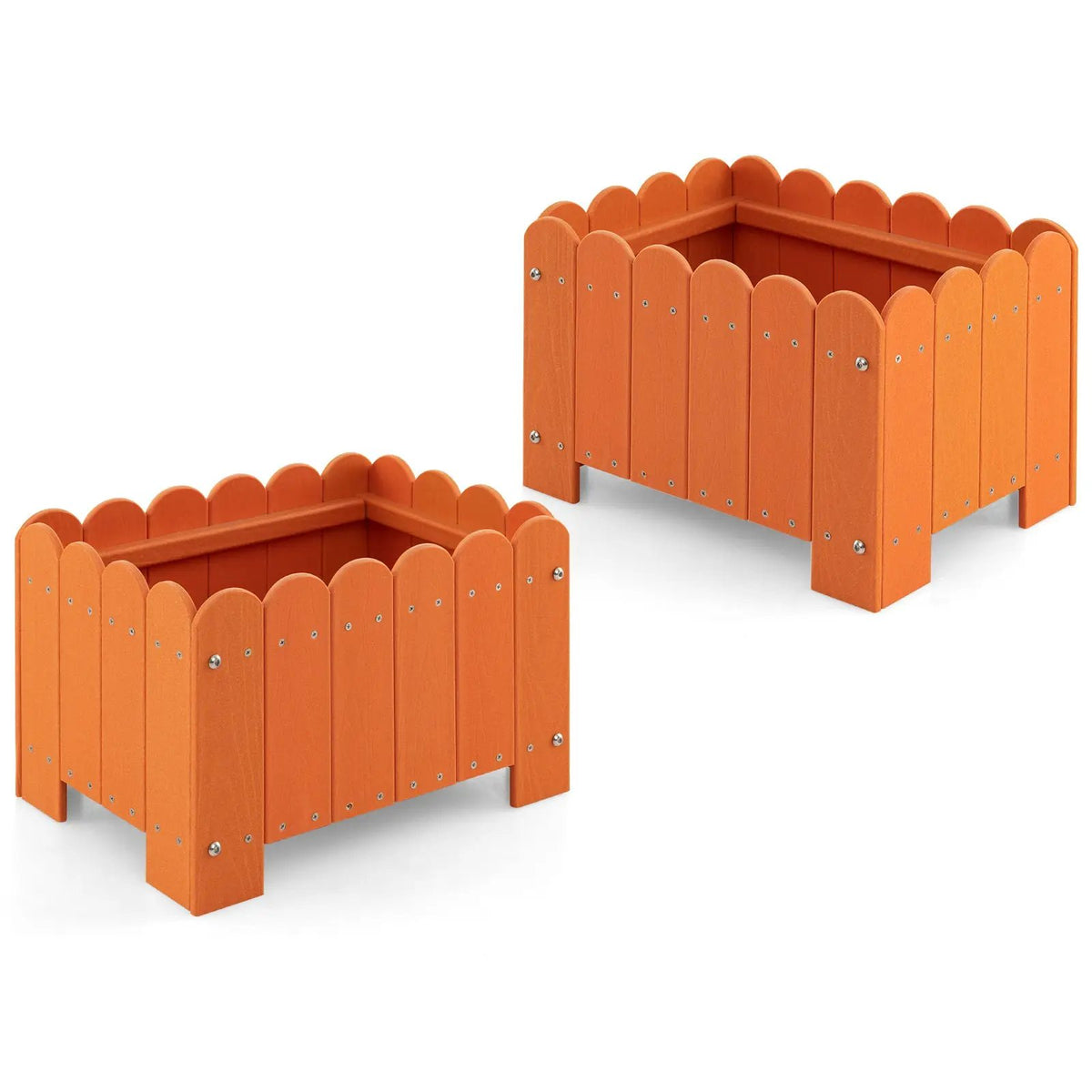 2 Pack Rectangular Planter Box with Drainage Gaps for Front Porch Garden Balcony by DirectDeals