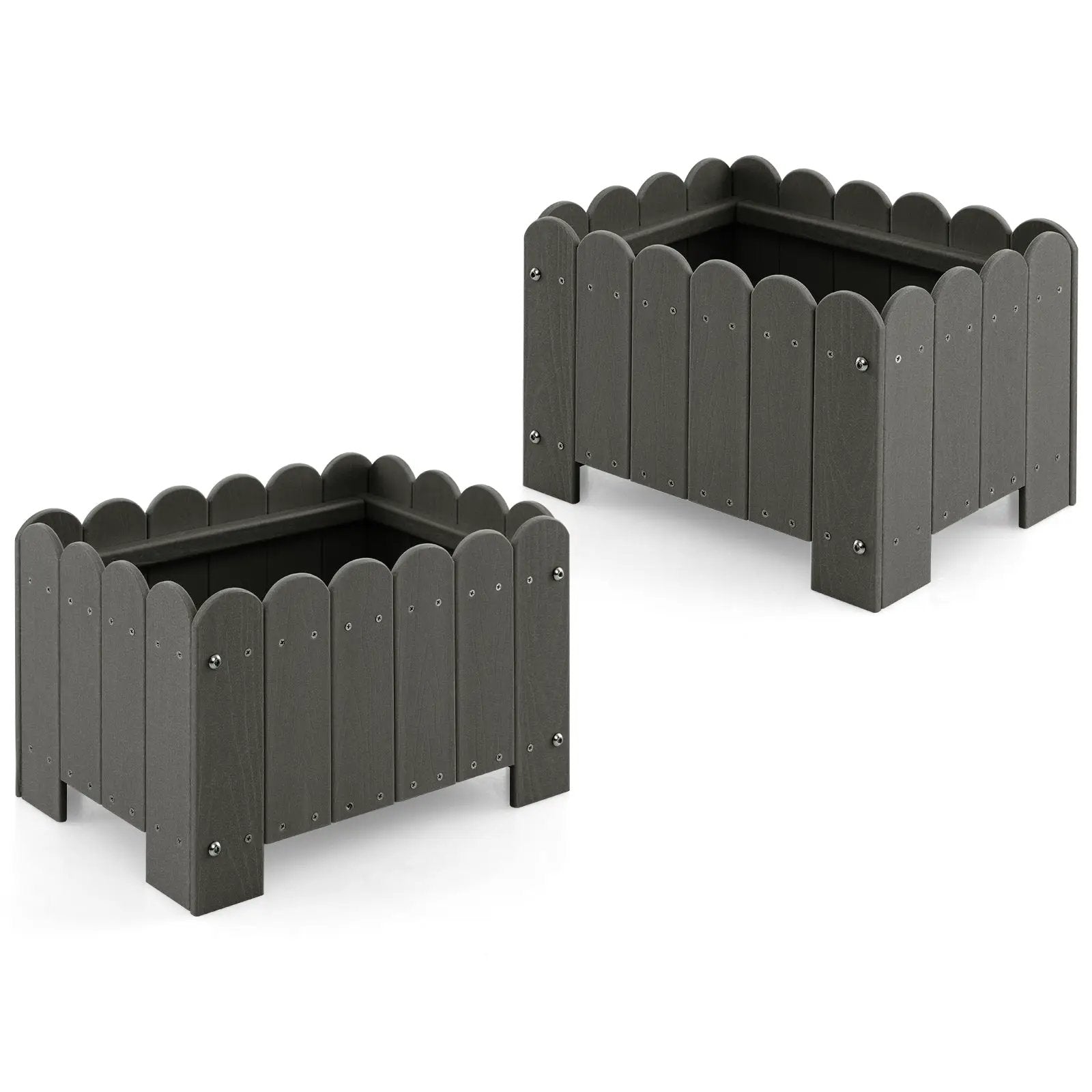 2 Pack Rectangular Planter Box with Drainage Gaps for Front Porch Garden Balcony by DirectDeals
